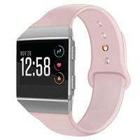 OenFoto Sport Bands Compatible Fit bit Ionic, Soft Silicone Wristband Replacement Watch Band Strap Accessory Bracelet for Fit bit Ionic Smart Watch, Sand Pink with Rose Gold Button Small