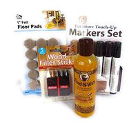 Furniture Repair Kit, Wood Filler Crayons, Furniture Markers, Felt Furniture Pads & Howards Feed-n-Wax Furniture Polish Bees Wax and Orange Oil