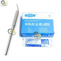 G.S 100 Scalpel STERILE Blades #12 with Free Round Scalpel Handle #3 Angled