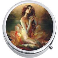 Orange Mermaid Medicine Vitamin Compact Pill Box