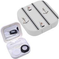Portable Contact Lens Case Box Travel Kit Mirror + Bottle + Tweezers Container Holder [ Anchors Ocean ]