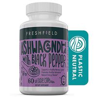 Freshfield Ashwagandha with Black Pepper. Vegan Friendly Supplement for Adrenal Fatigue Support, Muscle Memory, Anxiety, Thyroid and Strength. All Natural 1300mg Capsules