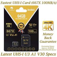 64GB Micro SD SDXC V30 A1 Memory Card Plus Adapter Pack (Class 10 U3 UHS-I Pro MicroSD XC) Amplim 64 GB Ultra High Speed 667X 100MB/s UHS-1 TF MicroSDXC 4K Flash - Cell Phone, Drone, Camera