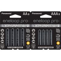 Panasonic Eneloop Pro AA and AAA High Capacity Ni-MH Pre-Charged Rechargeable Batteries Bundle (8 Pack of Each)