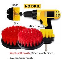 HIFROM 4PCS 2" 3" 4" 5" Drill Brush Medium Soft Bristle Scrub Attachments Cleaning Kit for Grout Carpet Tires Boats Kitchen Bathroom Shower Tile