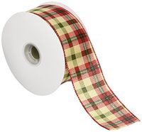 Reliant Ribbon 97961W-001-40J Crosby Plaid Wired Edge Ribbon, 2-1/2 Inch X 25 Yards, Multi