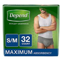 Depend FIT-Flex Incontinence Underwear for Men, Maximum Absorbency, 32 Count - S/M Size - 1 Pack