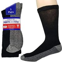 Debra Weitzner Diabetic Socks Mens Womens Non-Binding Cushion Socks Reinforced Heel Cotton 3 Pack Crew Black/Black Sole 9-11