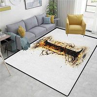 YucouHome Letter I Non Slip Area Rug Girls Bedroom, Charred Alphabet Symbol Flames Capitalized I Letter Burning Pattern Design, Fashionable High Class Living Bedroom Rugs(2'x 3') Tan Black Orange