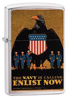 Zippo Personalized Message Engraved on Backside Customized Enlist Now Navy is Caling Windproof Lighter