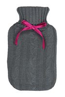 NPW Mini Hot Water Bottle, Grey Cable Knit