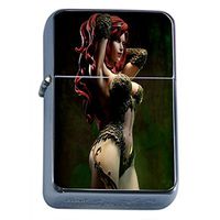 Vintage Poison Ivy Flip Top Oil Lighter S1 Smoking Cigarette Smoker Includes Silver Case