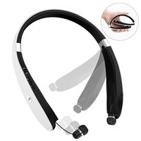Bluetooth Headphones, Bluetooth Headset Foldable Neckband Wireless Headset with Retractable Earbuds, Bluetooth V4.1, 16 Hours Playtime, Sports Sweatproof Noise Cancelling Earphones with Mic (White)