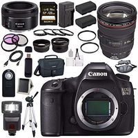 Canon EOS 5DS 5D S DSLR Camera + EF 24-105mm f/4L IS USM Lens + Canon EF 50mm f/1.8 STM Lens + LPE-6 Lithium Ion Battery + External Rapid Charger + Canon 100ES EOS shoulder bag Bundle 7