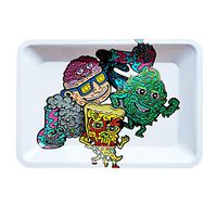 Metal Rolling Tray Durable Art Scroll Tray New Pattern (White)