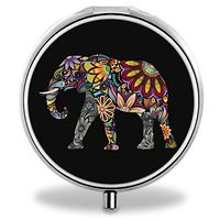 IMLONE Pill Organizer, Customized Mandala Elephant Pill Boxes with 3 Components Metal Portable Pill Container for Purse, Travelling and Daily Needs