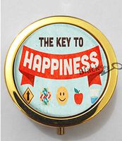 BlackKey Happiness Beautiful Inspirational Word 3-Compartment Decorative Pocket Gift Box Case Organizer for Pill, Color 2 -1775