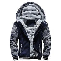 Men's Hooded Jacket,Males Pockets Fleece Lined Full Zip Lighweight Camouflage Big and Tall Casual Warm Coat Outwear