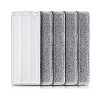 15 x 5 inch Mop Pads (5 Pack) - Refill Microfiber Reusable Replacement Heads for Cleaning of Wet or Dry Floors, Professional Home and Commercial Office Cleaning Supplies, Gray.