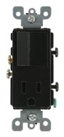 Leviton 5625-E 15 Amp, 120 Volt, Decora Single-Pole, AC Combination Switch, Commercial Grade, Grounding, Black