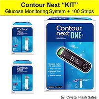 Crystal Flash Contour Glucose Monitoring Kit (Contour Next Ez Blood Glucose Monitoring Kit + 100 Blood Strips)