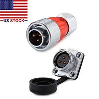 CNLINKO 3 Pin Power Industrial Circular Connector, Male Plug & Female Panel Mount Receptacles Socket Jack, Outdoor Waterproof IP67, AC DC, Zinc Alloy Metal Case Heavy Duty