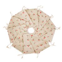 10 x Linen Jute Cloth Sack Jewelry Pouch Drawstring Gift Bags (Floral Pattern)