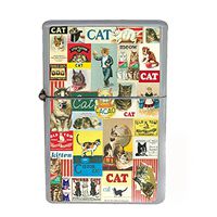 Wind Proof Dual Torch Refillable Lighter Vintage Poster D-010 Vintage Cats Decorative Decoupage