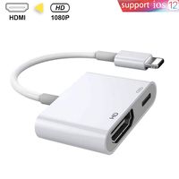 Compatible with iPhone iPad to HDMI Cable, HDMI Adapter for iPhone,1080P Digital AV Adapter, HDMI Cable Compatible with iPhone XS/XSmax/XR/X/8/7/6/plus iPad iPod to TV (White)