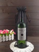 50pcs Organza Wine Bottle Cover Wrap Gift Bags Christmas/Wedding Plain Organza Pouch (Black)