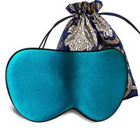 Sleep Eye Mask for Sleeping Blindfold - YANIBEST Adjustable Natural Silk Sleep Mask Blindfold 100% Pure Mulberry Silk Eye Mask for Sleep Pouch Gift Bag Pack (Peacock)