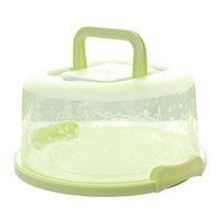 FEOOWV Plastic Small Cake Carrier Holder Cover Round Container with Collapsible Handles Suitable for 6 inch Cake (Green)