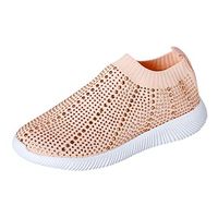 Women Hollow Out Knit Shoe HAALIFE◕‿ Casual Slip on Walking Flats Lightweight Running Athletic Sneakers Pink