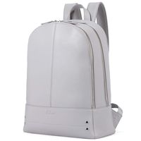 Women Backpack Purse Genuine Leather Travel Business Fit 14 Inch Laptop Large Fashion Ladies Bag Gray