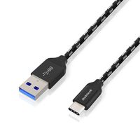 Nekteck USB Type C Cable, Nylon Braided USB-C to USB Type A Male Data & Charging Cord 56k ohm Resistor for Galaxy S8/ S8 Plus,S9/ S9 Plus, LG G5/G6, Google Pixel 3 2/XL, OnePlus 6, Black - 3.3ft/1m