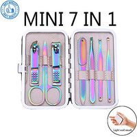Mini Rainbow Manicure Kits for Girls 7 in 1 Nail Clippers Set for Women Professional Nail Kit Portable Nail Care Travel or Home Use