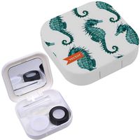 Portable Contact Lens Case Box Travel Kit Mirror + Bottle + Tweezers Container Holder [ Watercolor Sea ]