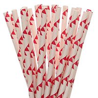 Red Pennant Banner Paper Straws (75)