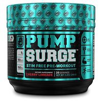 PUMPSURGE Caffeine-Free Pump & Nootropic Pre Workout Supplement, Non Stimulant Preworkout Powder & Nitric Oxide Booster,20 Servings, Cherry Limeade, 9.2 OZ