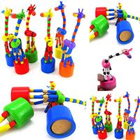 Wenini Kids Intelligence Toy, Dancing Stand Colorful Rocking Giraffe Wooden Toy (Random)
