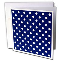 3dRose Navy Blue and White Polka Dot Print - Greeting Cards, 6 x 6 inches, set of 6 (gc_24685_1)