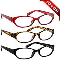 Reading Glasses 3 Pack with Tortoise Red Black Always Have a Stylish Look & Crystal Clear Vision When You Need It! Comfort Spring Arms & Dura-Tight Screws 100% Guarantee +3.75