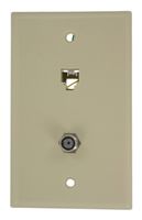 Leviton 40259-I Standard Telephone Wall Jack, 6P4C X F, Screw Terminal, Ivory