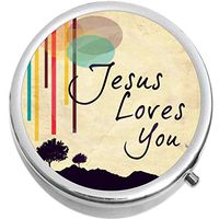 Jesus Loves You Medicine Vitamin Compact Pill Box