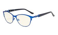 Eyekepper Computer Reading Glasses,Blue Light Filter Readers,Stylish Cateye Oval Reading Eyeglasses Women,Blue +0.75