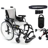 Karman S-Ergo 305 Ultra Lightweight Ergonomic Wheelchair | Upgraded to Elevating Legrests | Seat Size 18" X 17" | Frame Color Pearl Silver & Free 130 dB Black Safety Alarm! + Black Belt!
