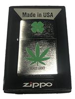 Zippo Custom Lighter - 4 Leaf Clover"Lucky" 7 Weed Pot Leaf Marijuana"Really Lucky"