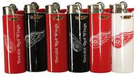 6pc Full Size SET NHL Detroit Red Wings Hockey Bic Lighters Cigarette Flame