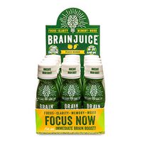 BrainJuice Brain Booster Shot, Original Peach Mango | Liquid Drink Supplement for Improved Energy, Memory, Focus, Clarity & Mood, Gluten-Free, Non-GMO | 2.5 fl oz, 12 Count