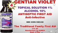 Humco Gentian Violet Topical Solution 1% USP - 2 oz, Pack of 4
